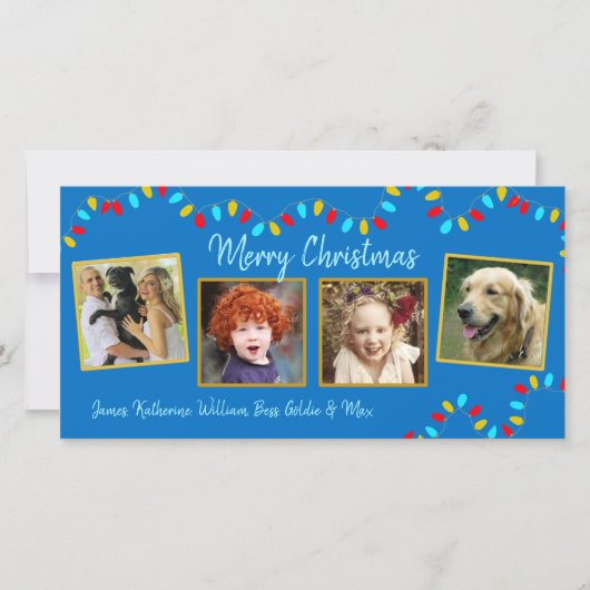 光の列4フォトファミリークリスマスカード シーズンカード (正面)