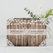 光の列 - 白いレースのウェディング招待状 招待状 (スタンド正面)