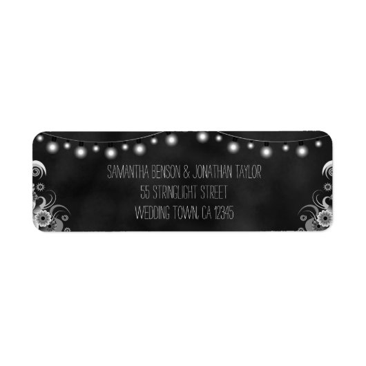 光の列Chalkboardの小さ結婚いラベル ラベル (正面)
