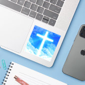 光の十字架イエスキリストカスタマイズ可能なクリスチャン シール (ノートパソコンとiPhone)