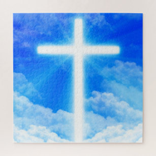 光の十字架イエスキリストカスタマイズ可能なクリスチャン ジグソーパズル