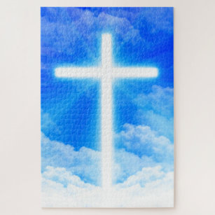 光の十字架イエスキリストカスタマイズ可能なクリスチャン ジグソーパズル