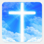 光の十字架イエスキリストカスタマイズ可能なクリスチャン スクエアシール (正面)