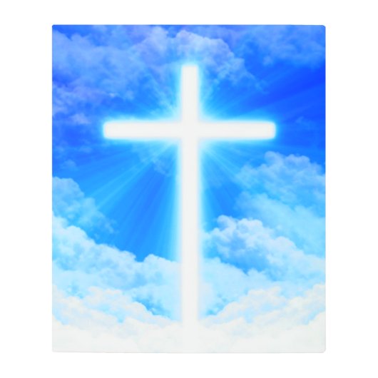 光の十字架イエスキリストカスタマイズ可能なクリスチャン メタルプリント (正面)