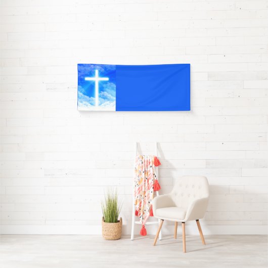 光の十字架イエスキリストカスタマイズ可能なクリスチャン 横断幕 (インサイチュ)