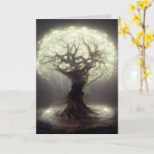 光の木のセレニティー グリーティング/メモカード カード (黄色い花)