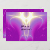 光の波、青、紫、白 招待状 (正面/裏面)