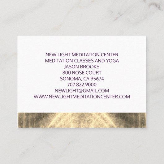 光の瞑想とヨガに囲まれたシャーマン 名刺 (裏面)