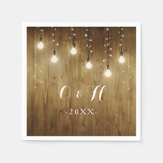 光の素朴列の国の結婚式のナプキン スタンダードカクテルナプキン (正面)