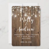 光の素朴列の結婚式RSVPカード招待者 招待状 (正面)