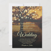 光の素朴列を持つ木エレガントな結婚式 招待状 (正面)