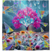 光の結晶の木 シャワーカーテン (正面)