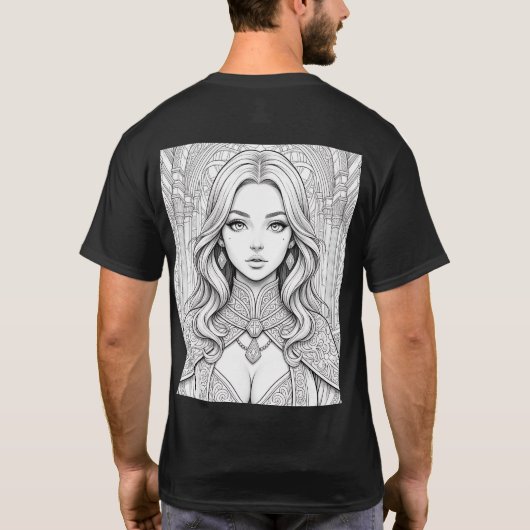 光の聖なる女司祭 - ラインアートTシャツ Tシャツ (裏面)
