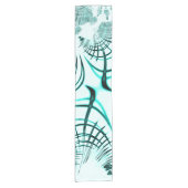 光の背景に交差したシアン色の曲線トレース ショートテーブルランナー (正面)