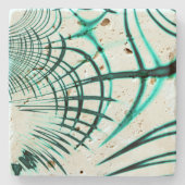 光の背景に交差したシアン色の曲線トレース ストーンコースター (正面)