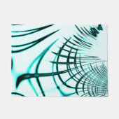 光の背景に交差したシアン色の曲線トレース ドアマット (正面)