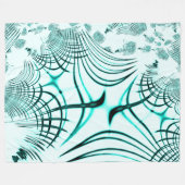 光の背景に交差したシアン色の曲線トレース フリースブランケット (正面(横))