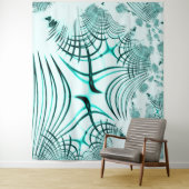 光の背景に交差した水色の曲線トレース タペストリー (インサイチュ)