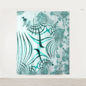 光の背景に交差した水色の曲線トレース タペストリー (正面)