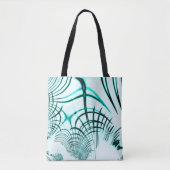 光の背景に交差した水色の曲線トレース トートバッグ (正面)