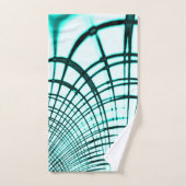 光の背景に交差した水色の曲線トレース バスタオルセット (ハンドタオル)