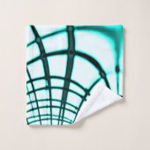 光の背景に交差した水色の曲線トレース バスタオルセット (ウォッシュタオル)