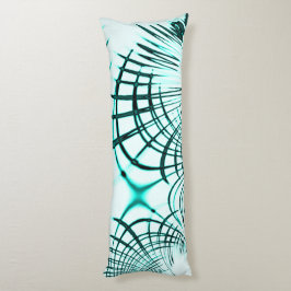 光の背景に交差した水色の曲線トレース ボディピロー