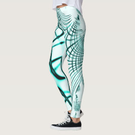 光の背景に交差した水色の曲線トレース レギンス