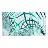 光の背景に交差した水色の曲線トレース 枕カバー (裏面-右)