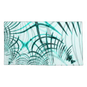 光の背景に交差した水色の曲線トレース 枕カバー (裏面-左)