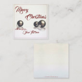 光の背景の前に3つのクリスマスボール ノートカード (正面/裏面)