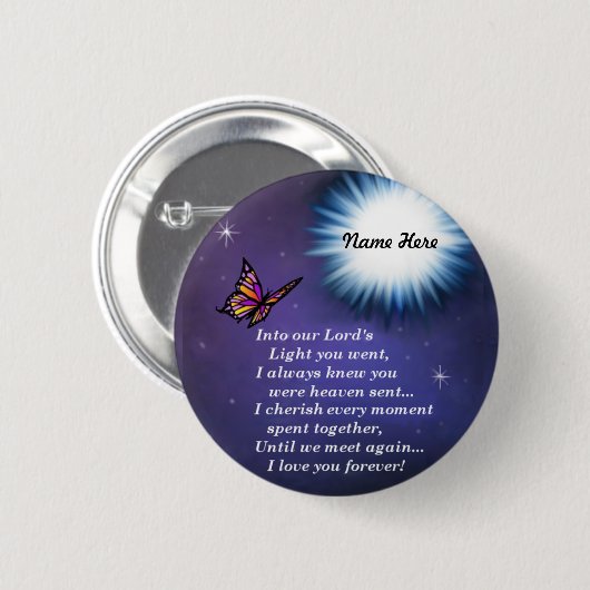 光の蝶へ 缶バッジ (正面&裏面)