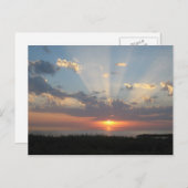 光の輝くバルト海の夕日 ポストカード (正面/裏面)