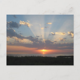光の輝くバルト海の夕日 ポストカード