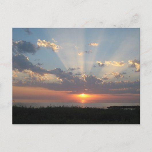 光の輝くバルト海の夕日 ポストカード (正面)