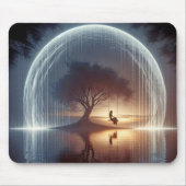 光の道を歩く木の上の少女 マウスパッド (正面)