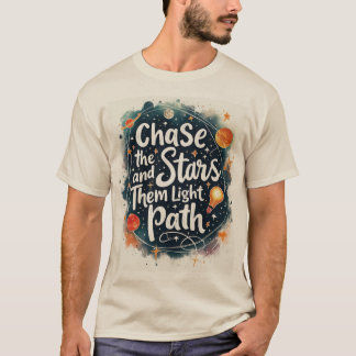 光の道を追いかけて星を付ける Tシャツ