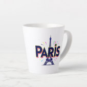 光の都：大胆なパリのタイポグラフィーアート カフェラテマグ (右アングル)