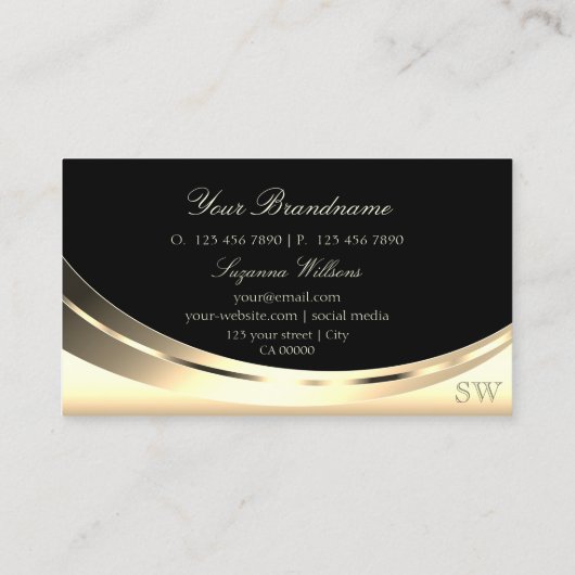光の金ゴールドエレガントと黒とモノグラムダイヤモンド 名刺 (裏面)