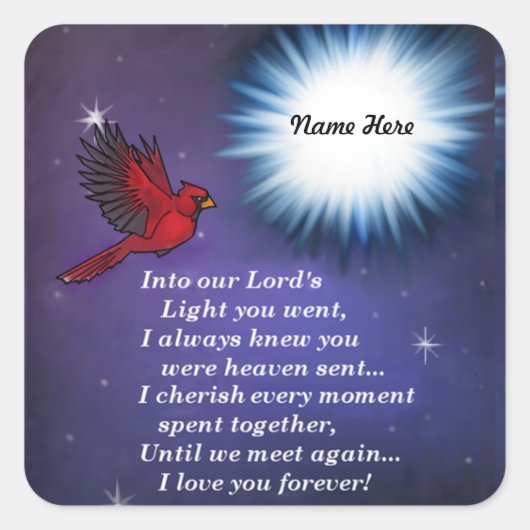 光の（鳥）ショウジョウコウカンチョウ スクエアシール (正面)