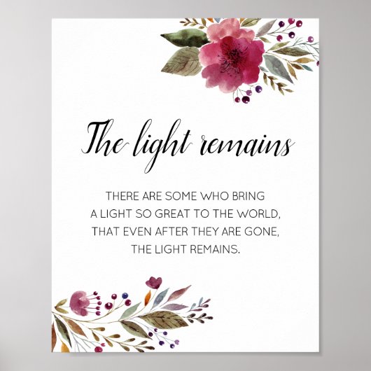 光はバーボンディの花の追悼を残す ポスター (正面)