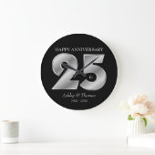 光り輝くシルバーの数字 ラージ壁時計 (ホーム)