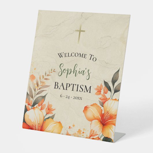 光り輝く人生の正統派キリスト教バプテスマ 台座サイン (正面)