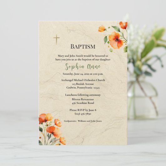 光り輝く人生の正統派キリスト教バプテスマ 招待状 (スタンド正面)