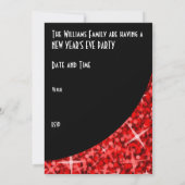 光り輝く赤い曲線の「ハッピーニューイヤー」招待状 招待状 (裏面)