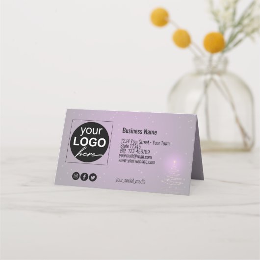 光り輝モダンくクリスマスツリーギフトカード プレイスカード (裏面)