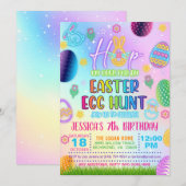 光るイースターエッグの宝探しパーティー招待状 招待状 (正面/裏面)