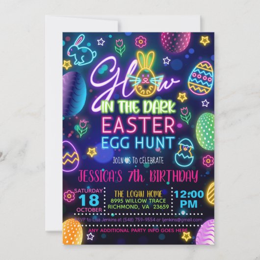 光るイースターエッグハントへの招待 招待状 (正面)
