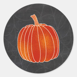光るオレンジ色の秋のカボチャのクモの巣チョーク ラウンドシール