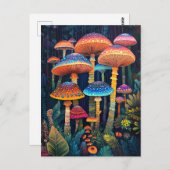 光るキノコカラフルジャングル ポストカード (正面/裏面)
